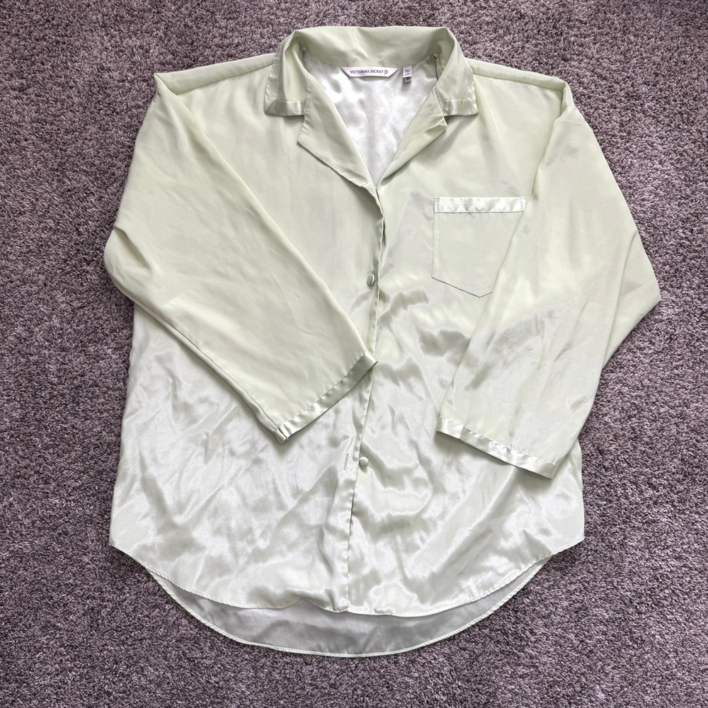 Victoria’s Secret lime green satin shirt